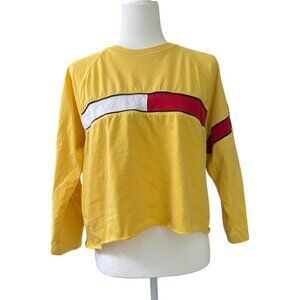 Tommy Hilfiger Y2K Baggy  Long Sleeve Cropped T Shirt Top Size M